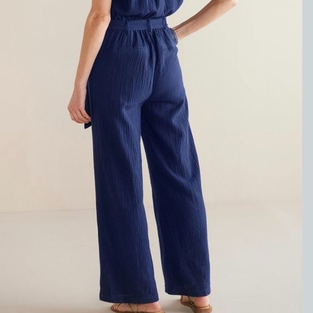 Soft Surroundings Navy Natasha Gauze Jumpsuit, L - Picture 2 of 11